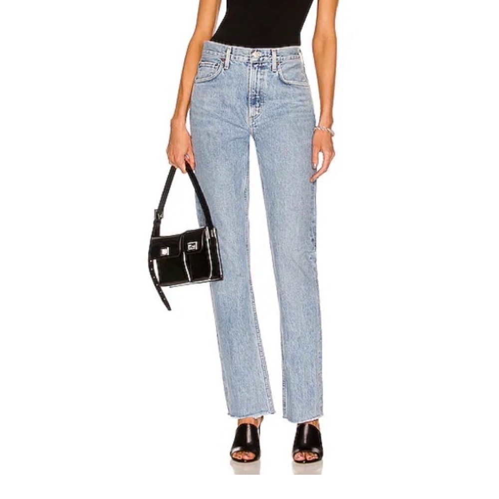 Agolde Light Blue Straight Leg Jeans - Picture 1 of 5